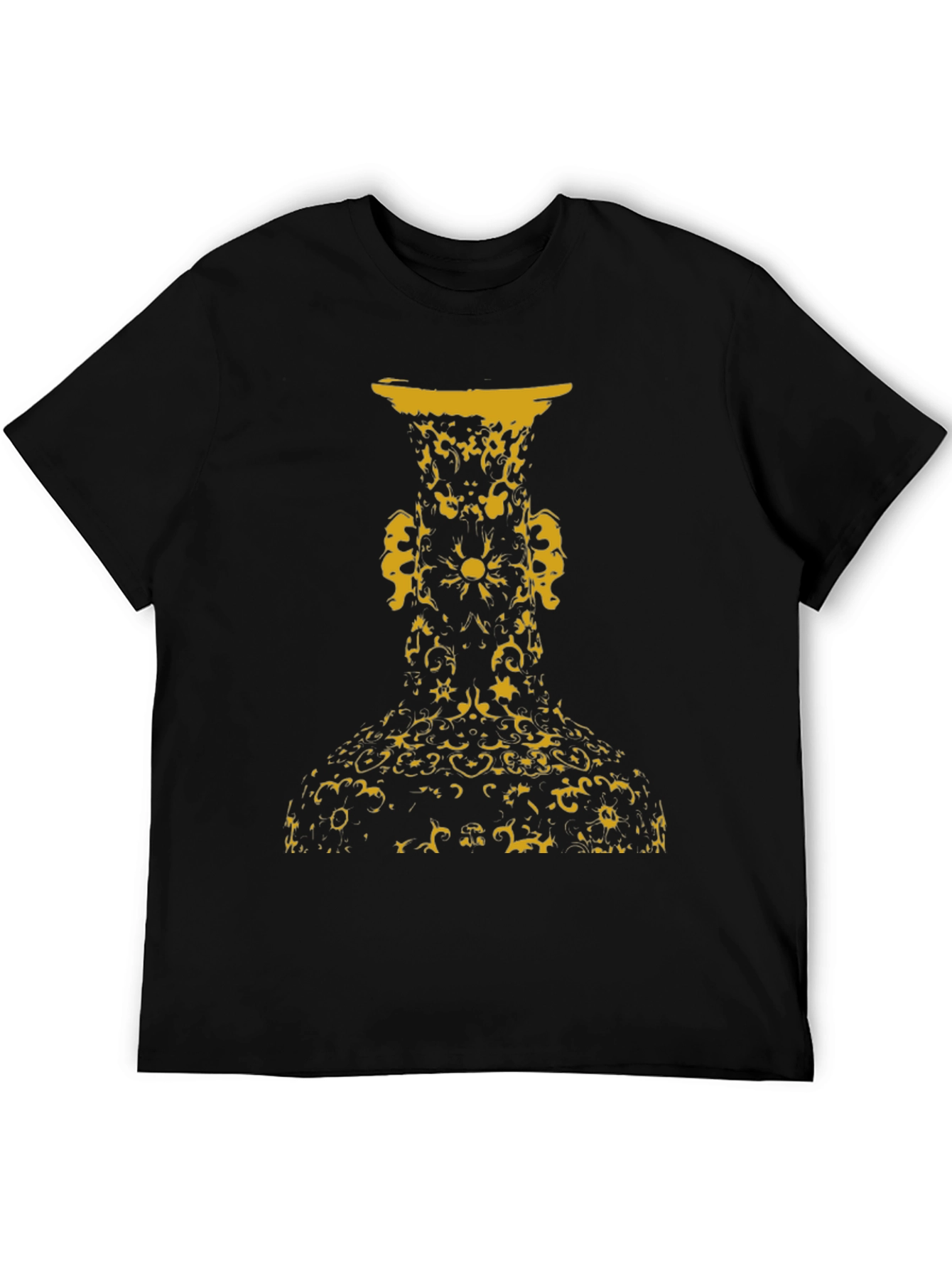 Abstract Vase Graphic Tee - Stylish Black T-Shirt