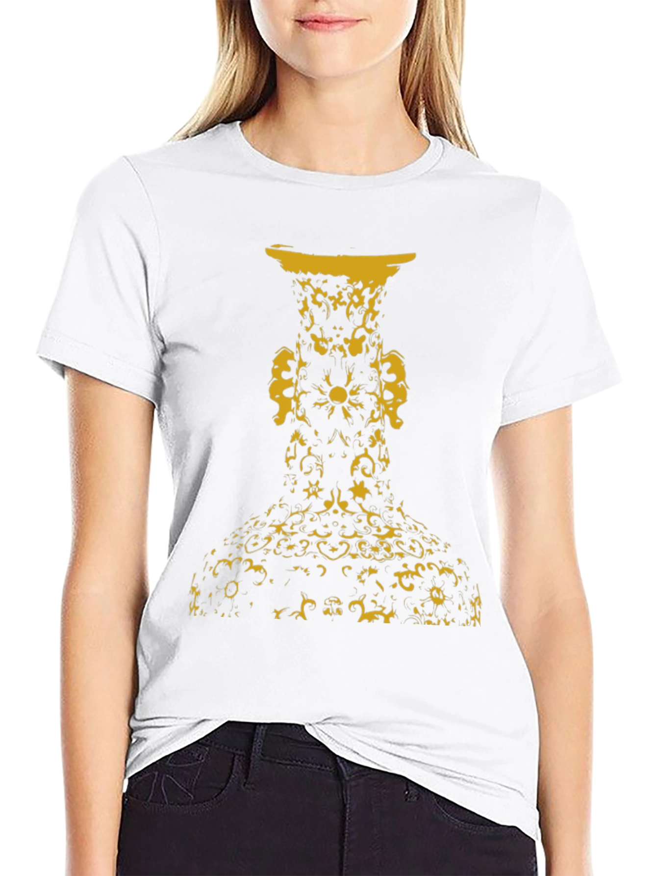 Abstract Vase Graphic Tee - Stylish Black T-Shirt