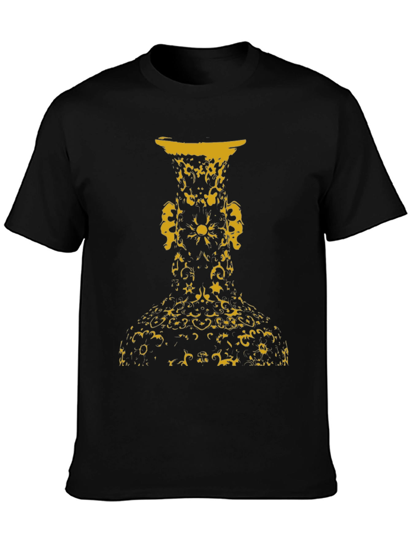 Abstract Vase Graphic Tee - Stylish Black T-Shirt