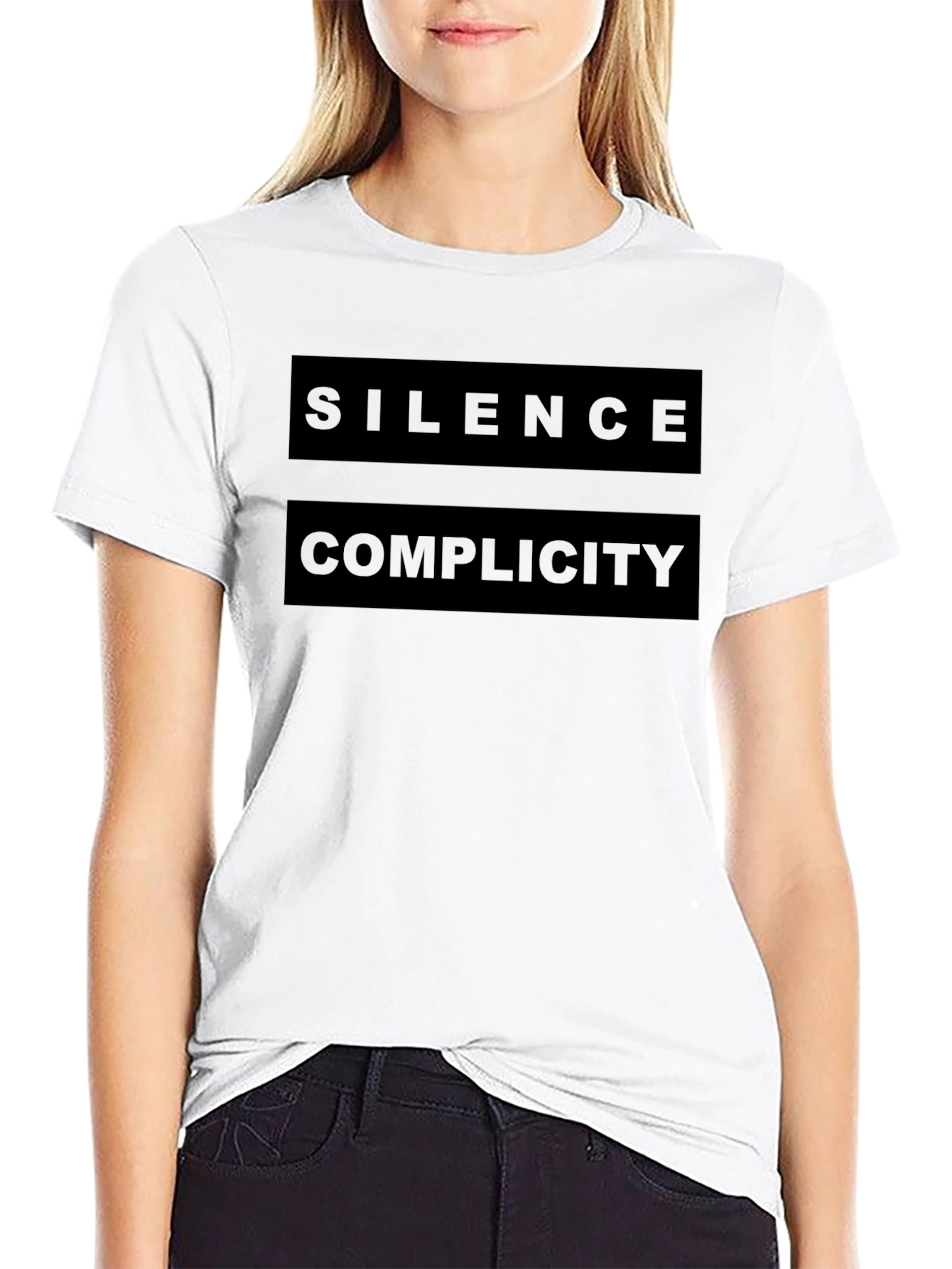 Silence Complicity Graphic Tee - Bold Statement Shirt