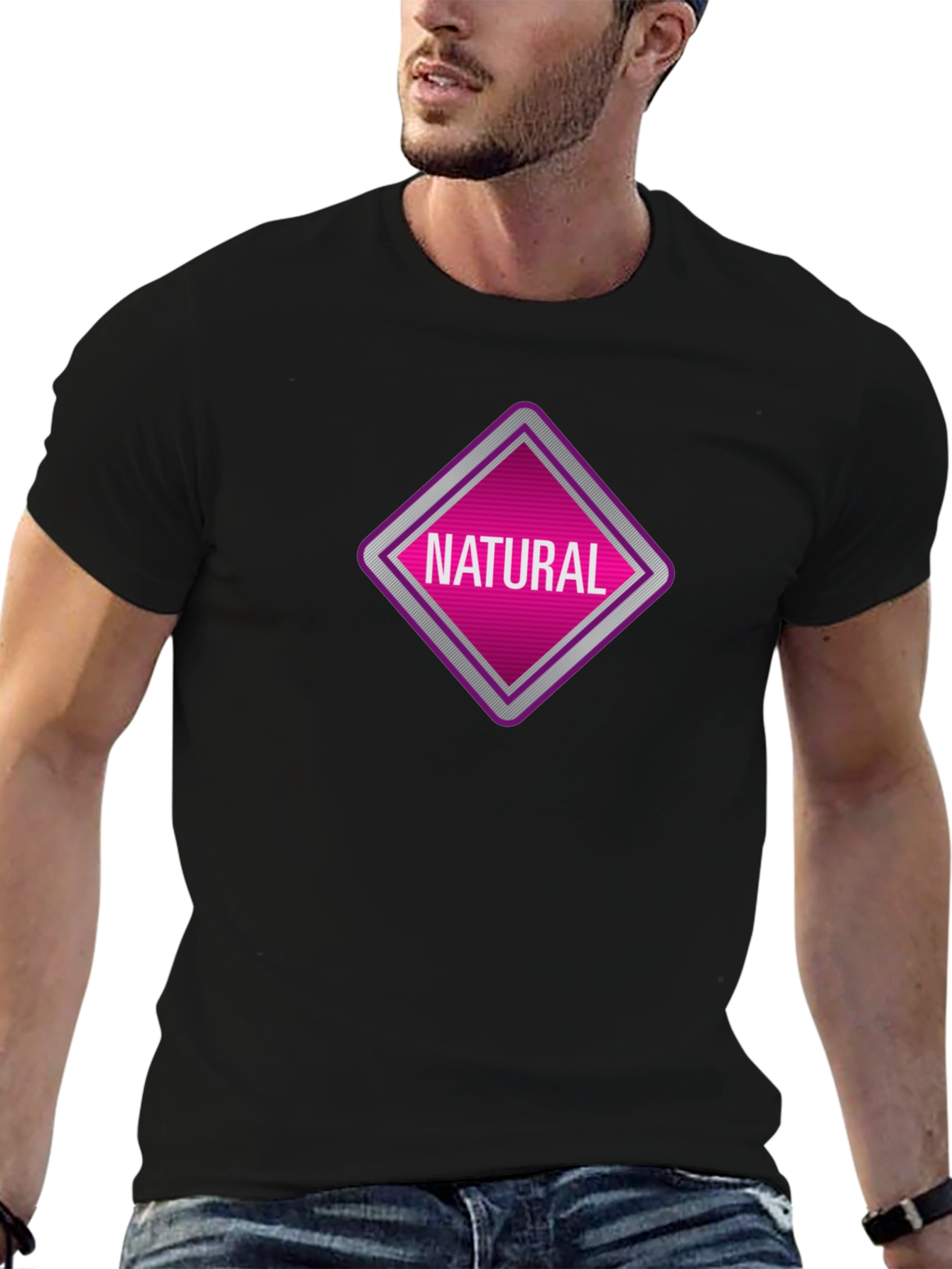 Natural Graphic Tee - Black Cotton T-Shirt
