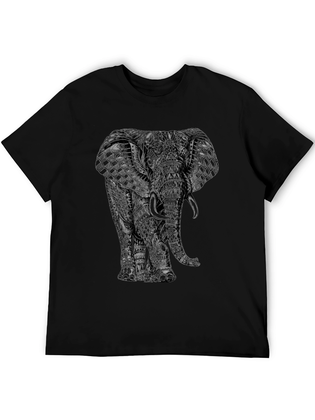 Elephant Graphic Print Black T-Shirt