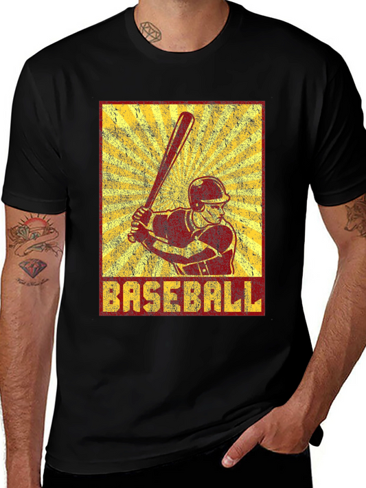 Retro Baseball Player Graphic T-Shirt