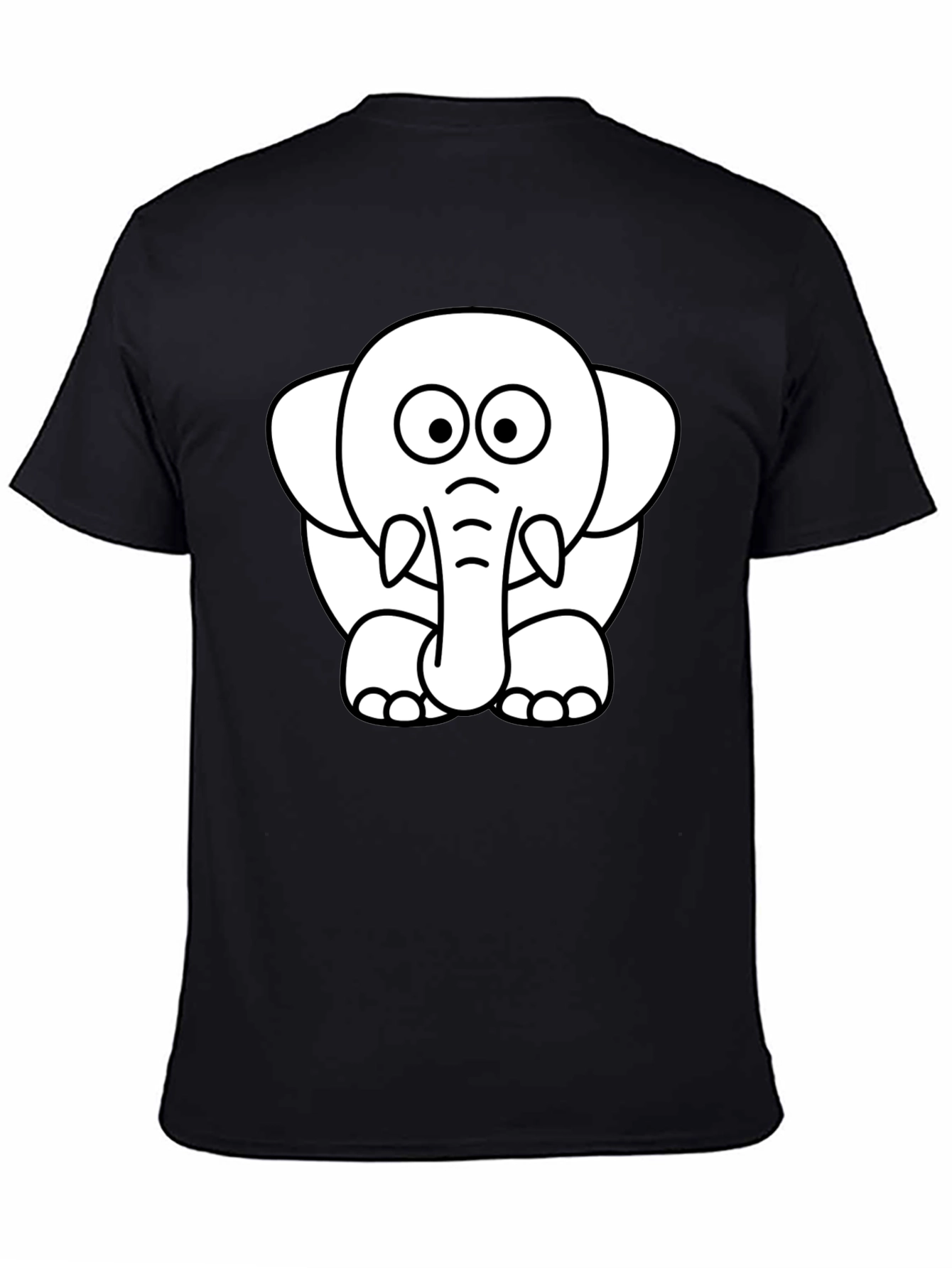 Cute Elephant Graphic Tee - Black Cotton T-Shirt