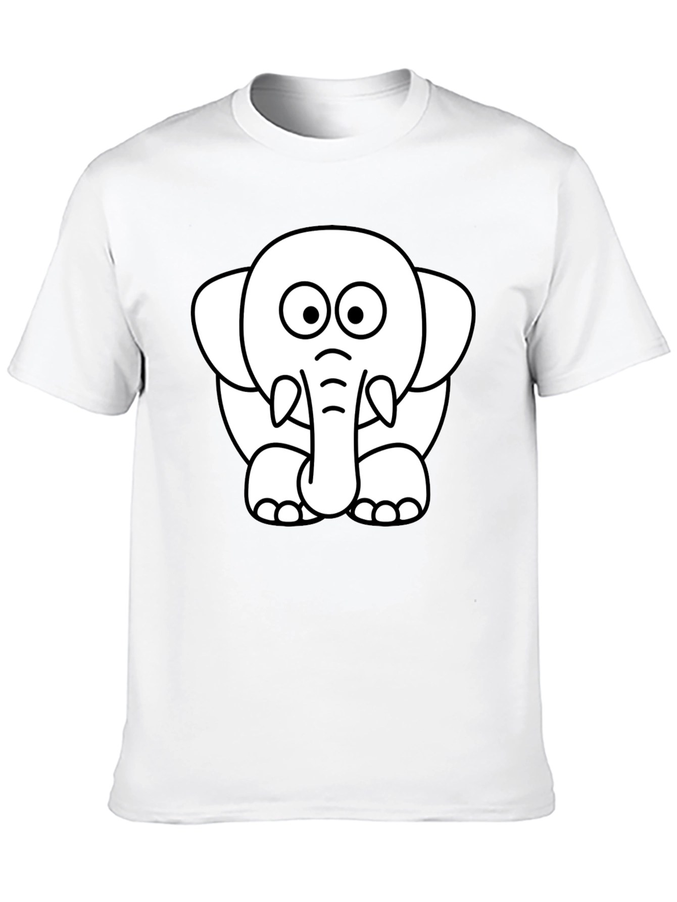 Cute Elephant Graphic Tee - Black Cotton T-Shirt