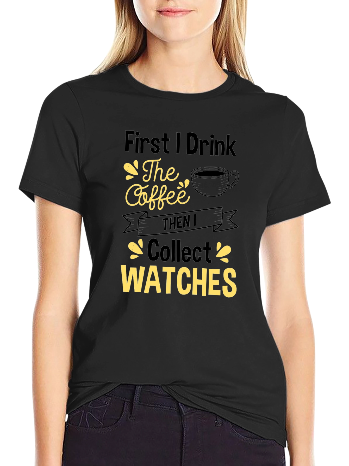 Coffee & Watches Graphic Tee - Black