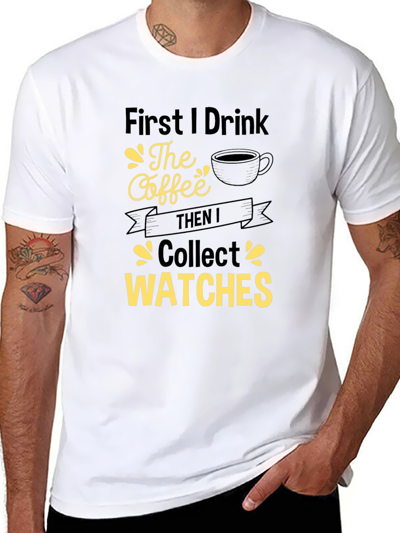 Coffee & Watches Graphic Tee - Black