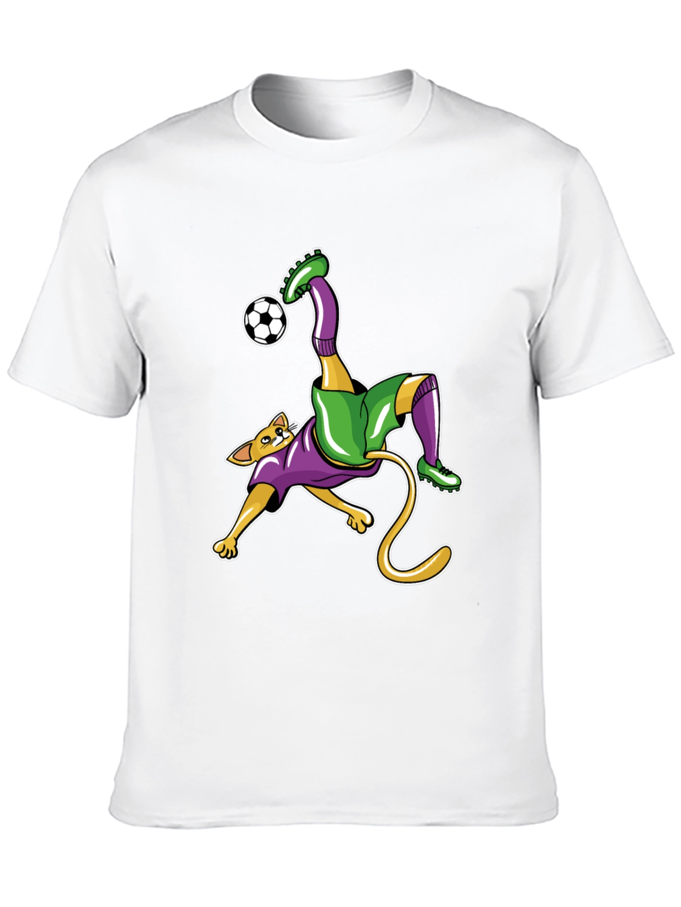 Cat Soccer Player Graphic Tee - Black