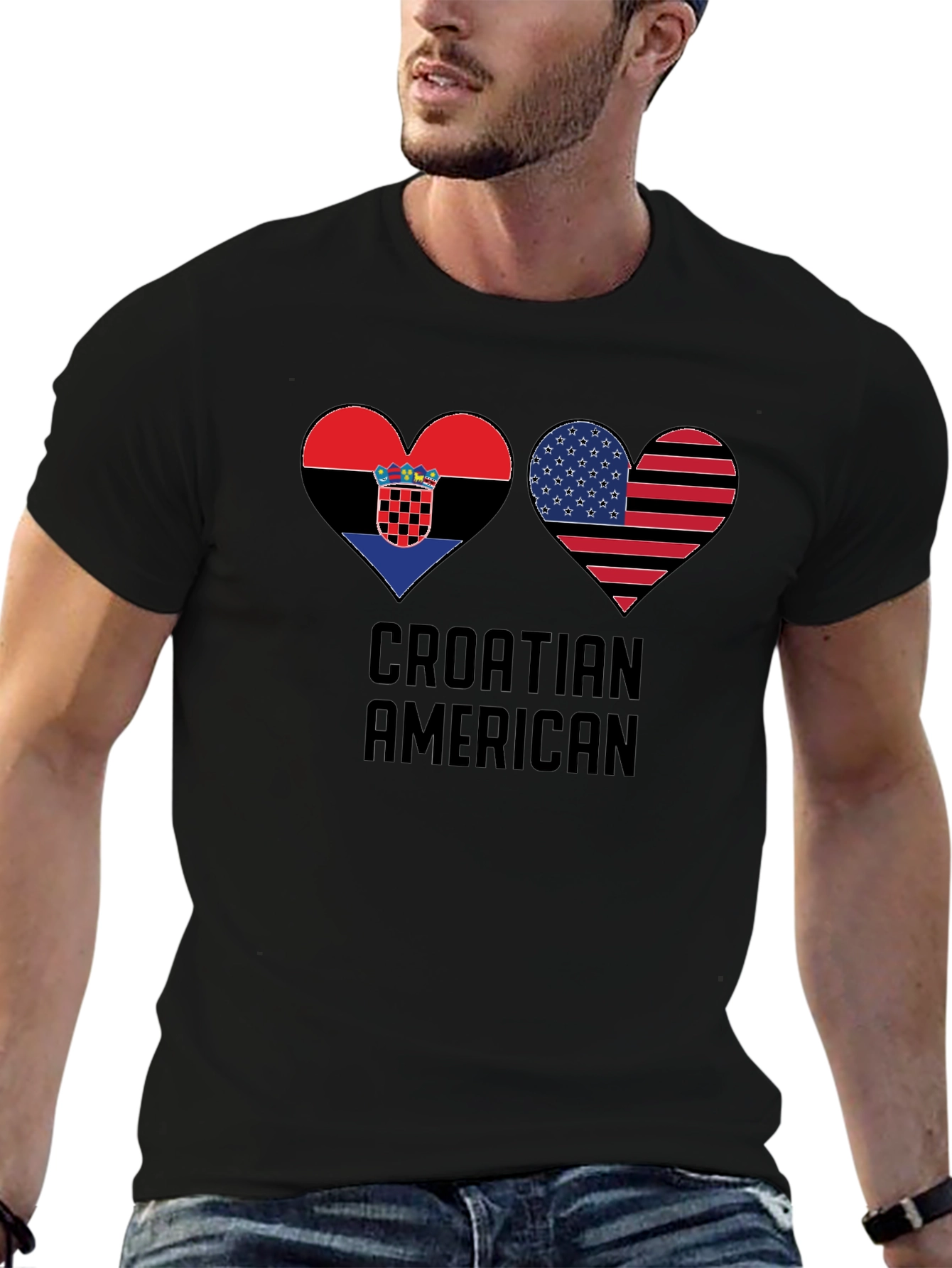 Croatia USA Heart Pride T-Shirt - Croatian American