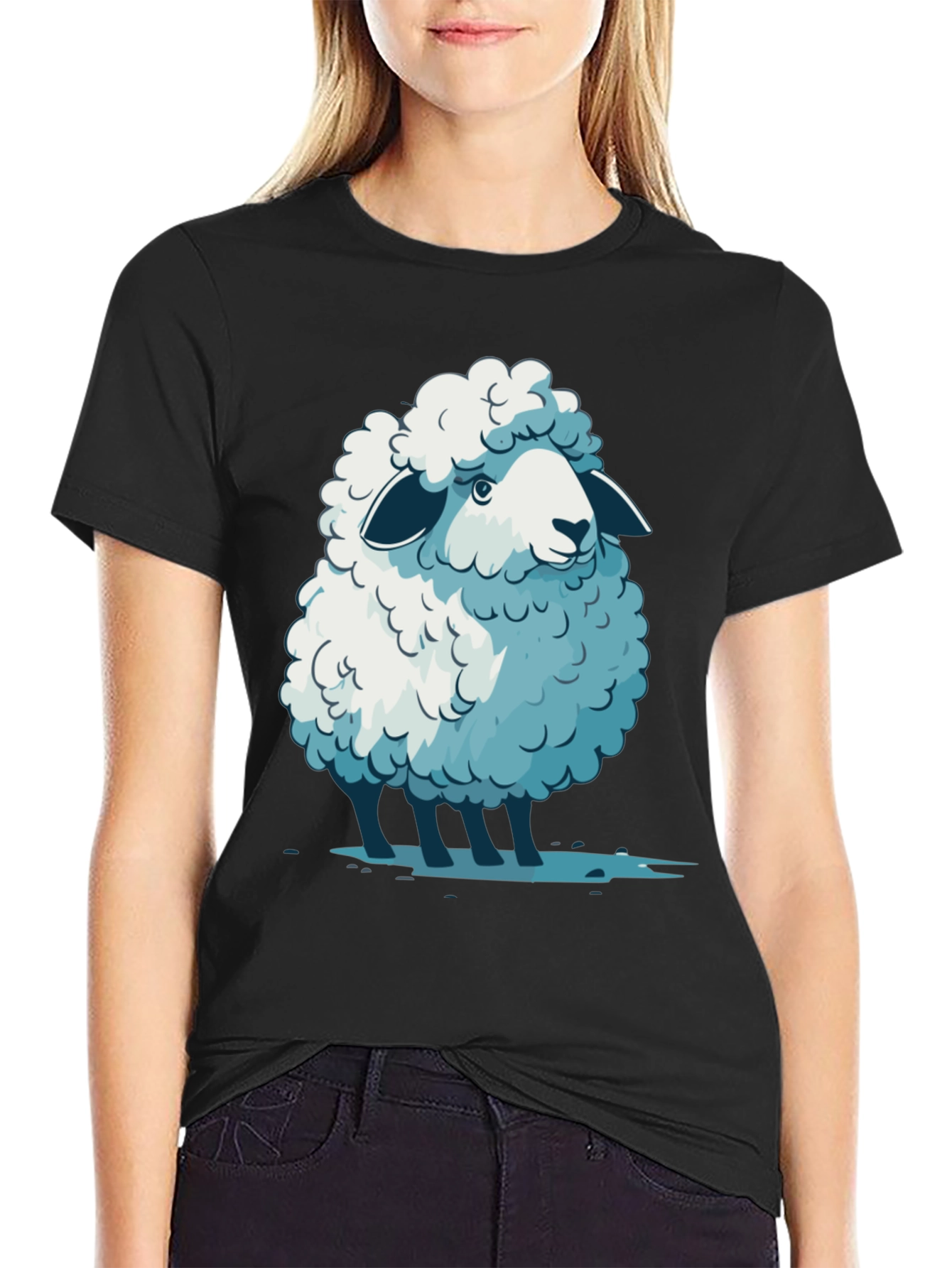 Cute Sheep Graphic Tee - Soft Cotton Blend T-Shirt