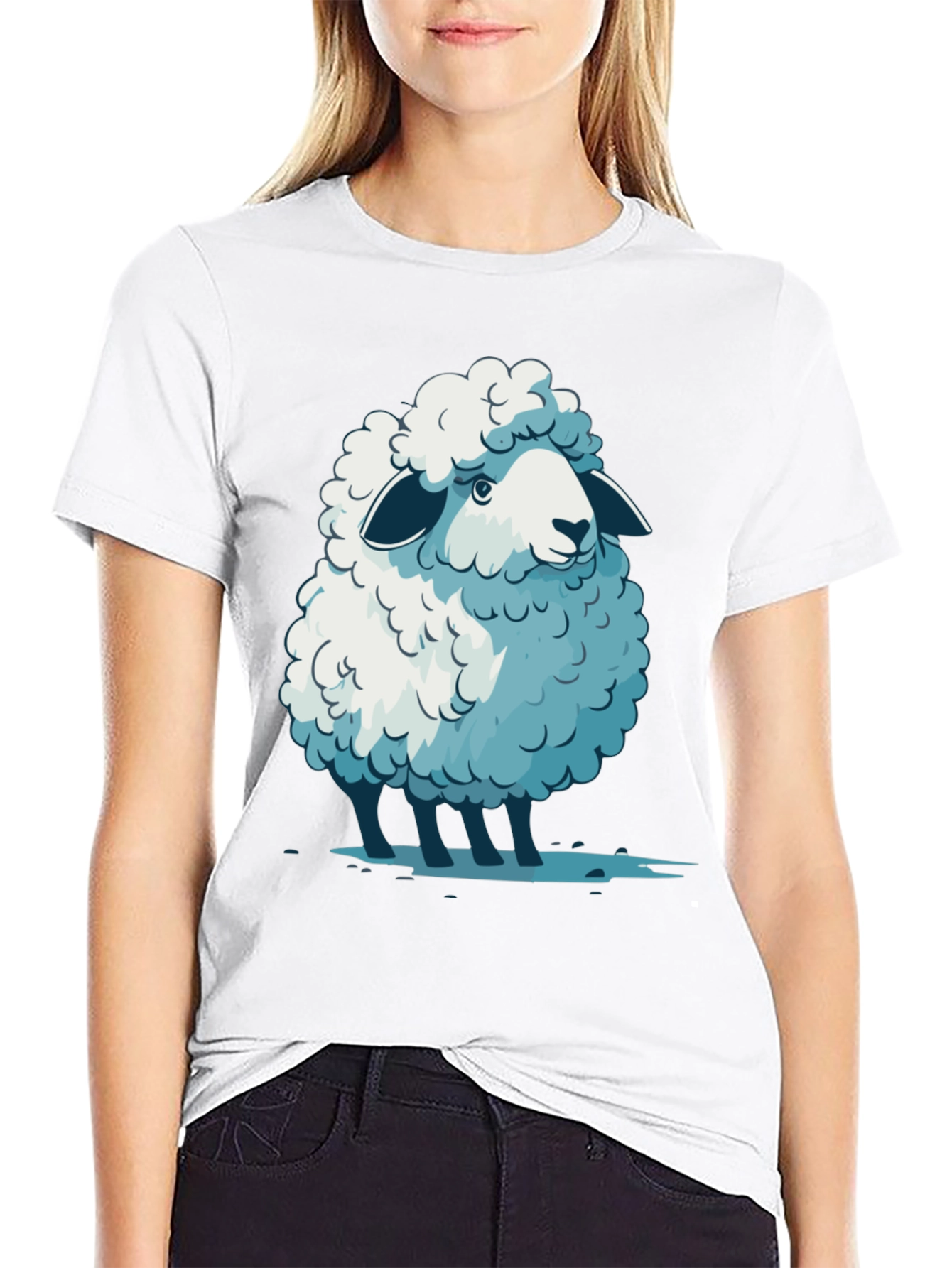 Cute Sheep Graphic Tee - Soft Cotton Blend T-Shirt