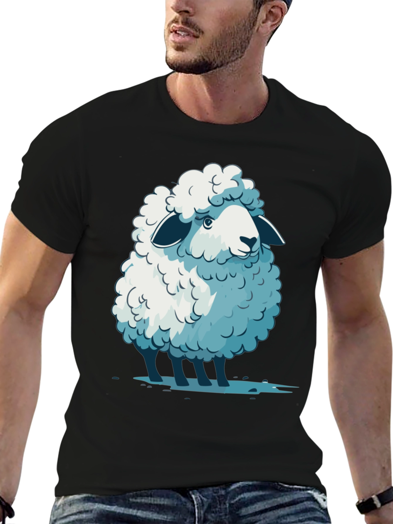 Cute Sheep Graphic Tee - Soft Cotton Blend T-Shirt