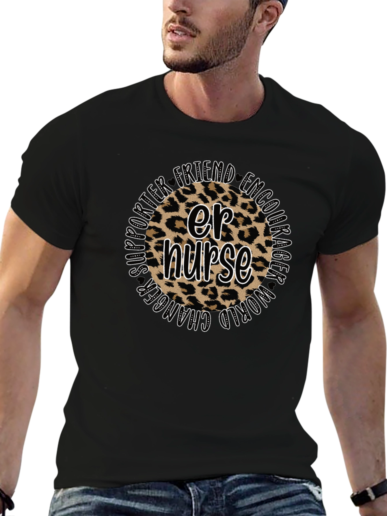 ER Nurse Leopard Print Graphic T-Shirt