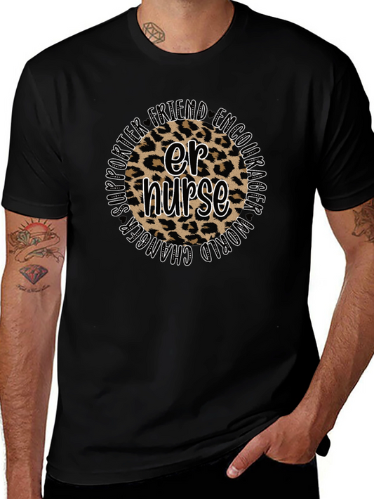 ER Nurse Leopard Print Graphic T-Shirt