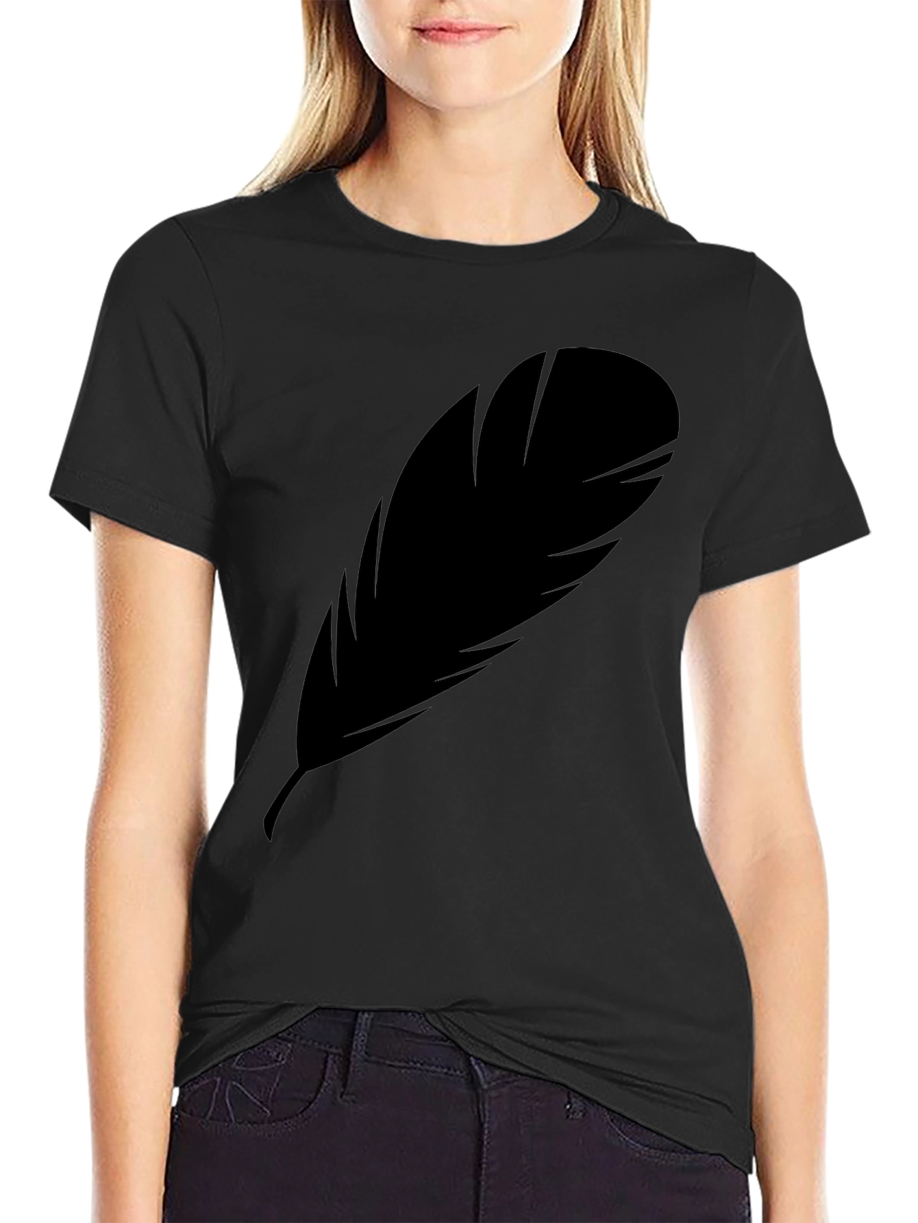 Mens Feather Graphic Black T-Shirt