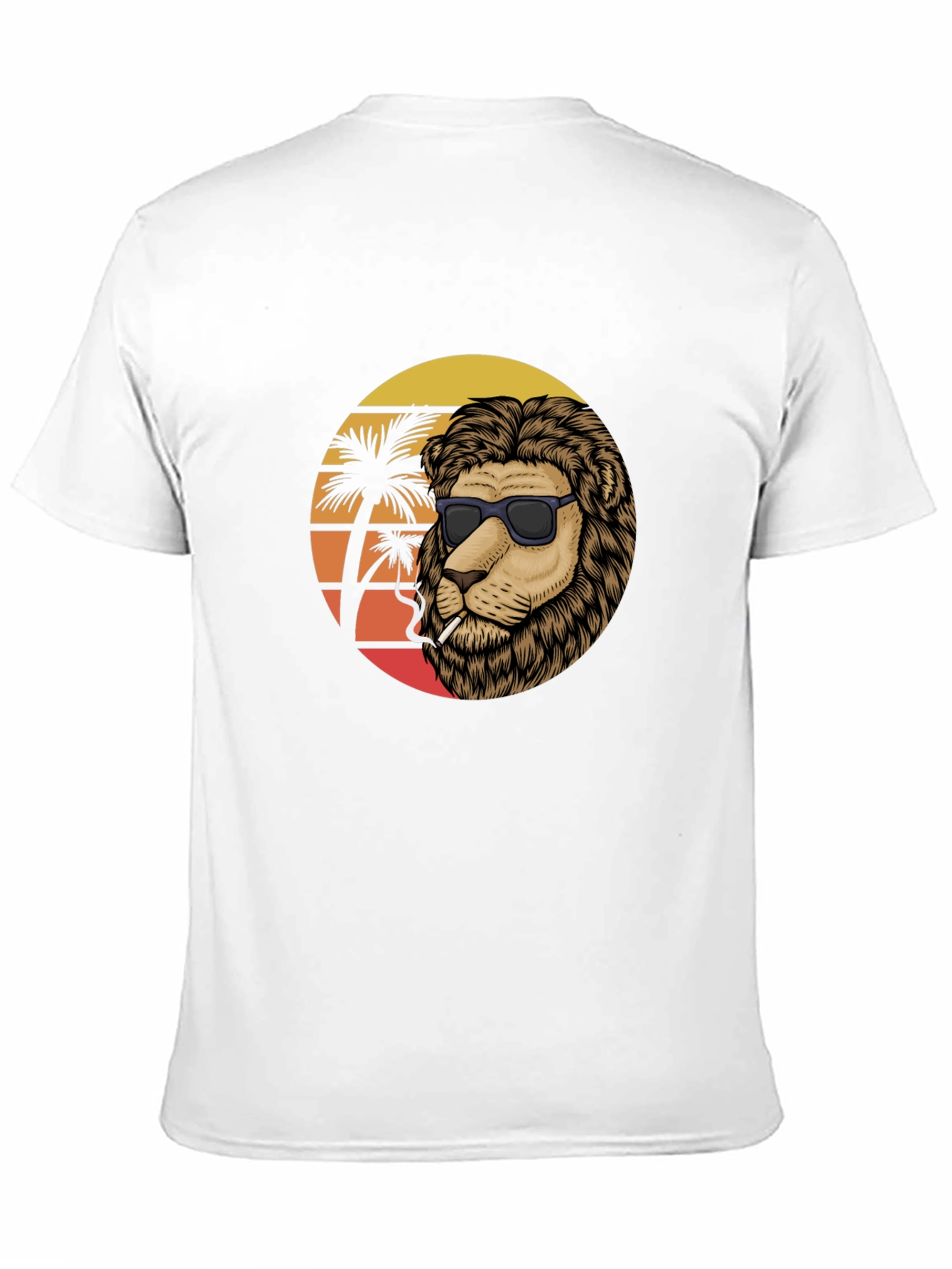 Cool Lion Graphic Tee - Smoking Under Palm Trees