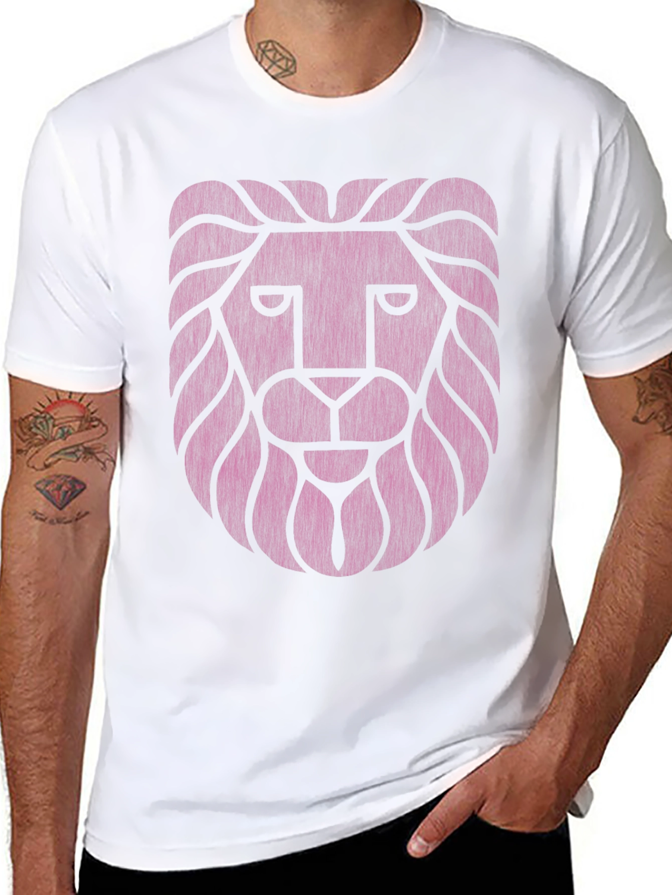Lion Head Graphic T-Shirt - Stylish Black Tee