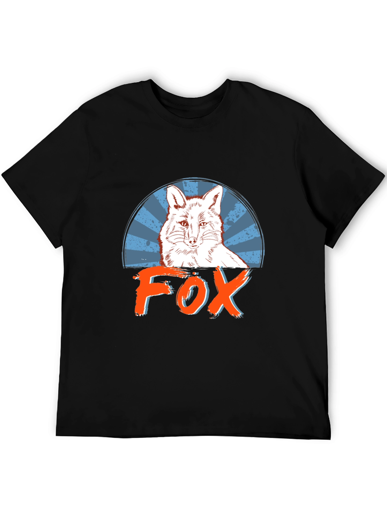 Stylish Mens Black Fox Graphic T-Shirt
