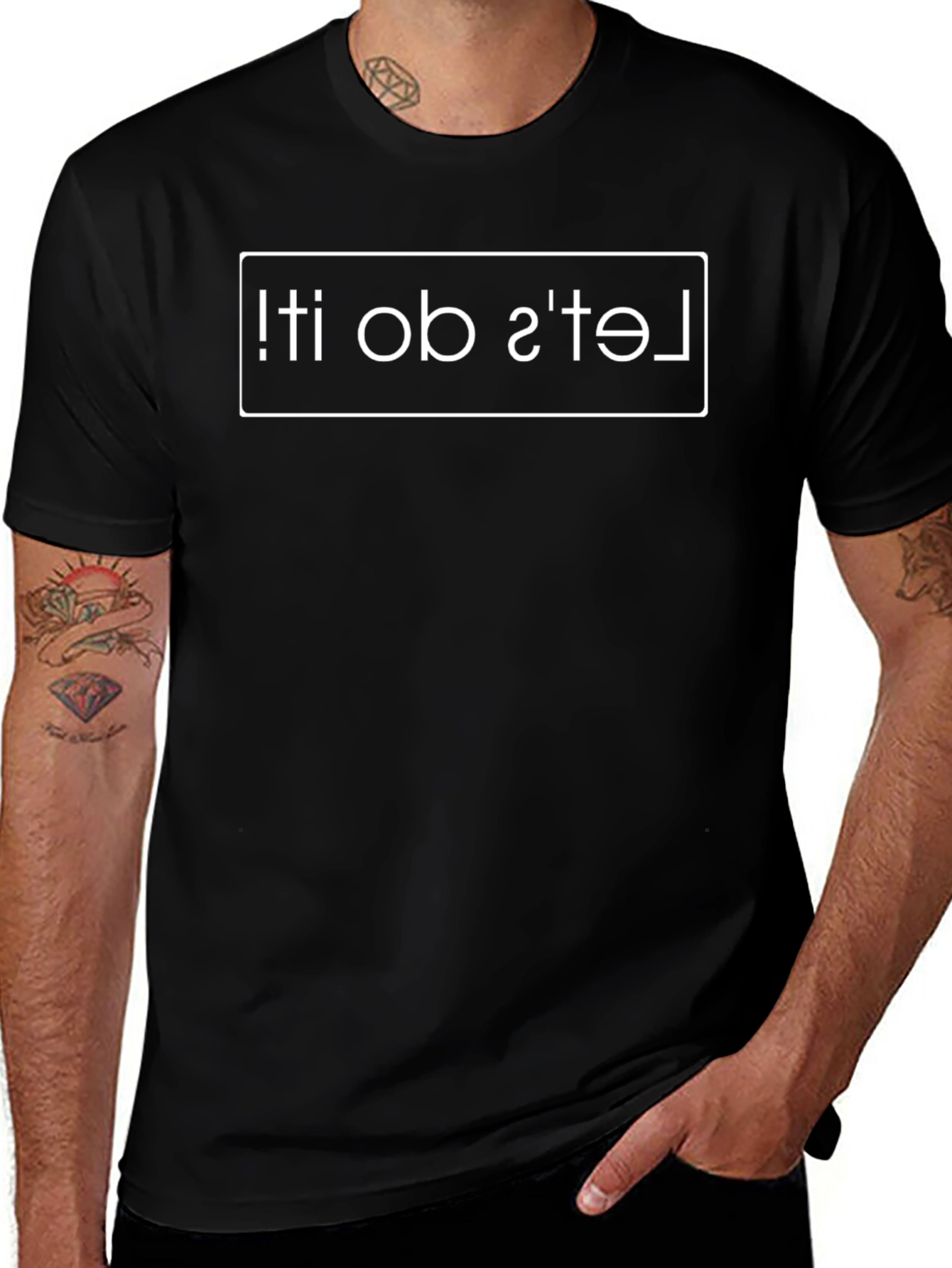 Retro Lets Go Inverted Graphic Black T-Shirt