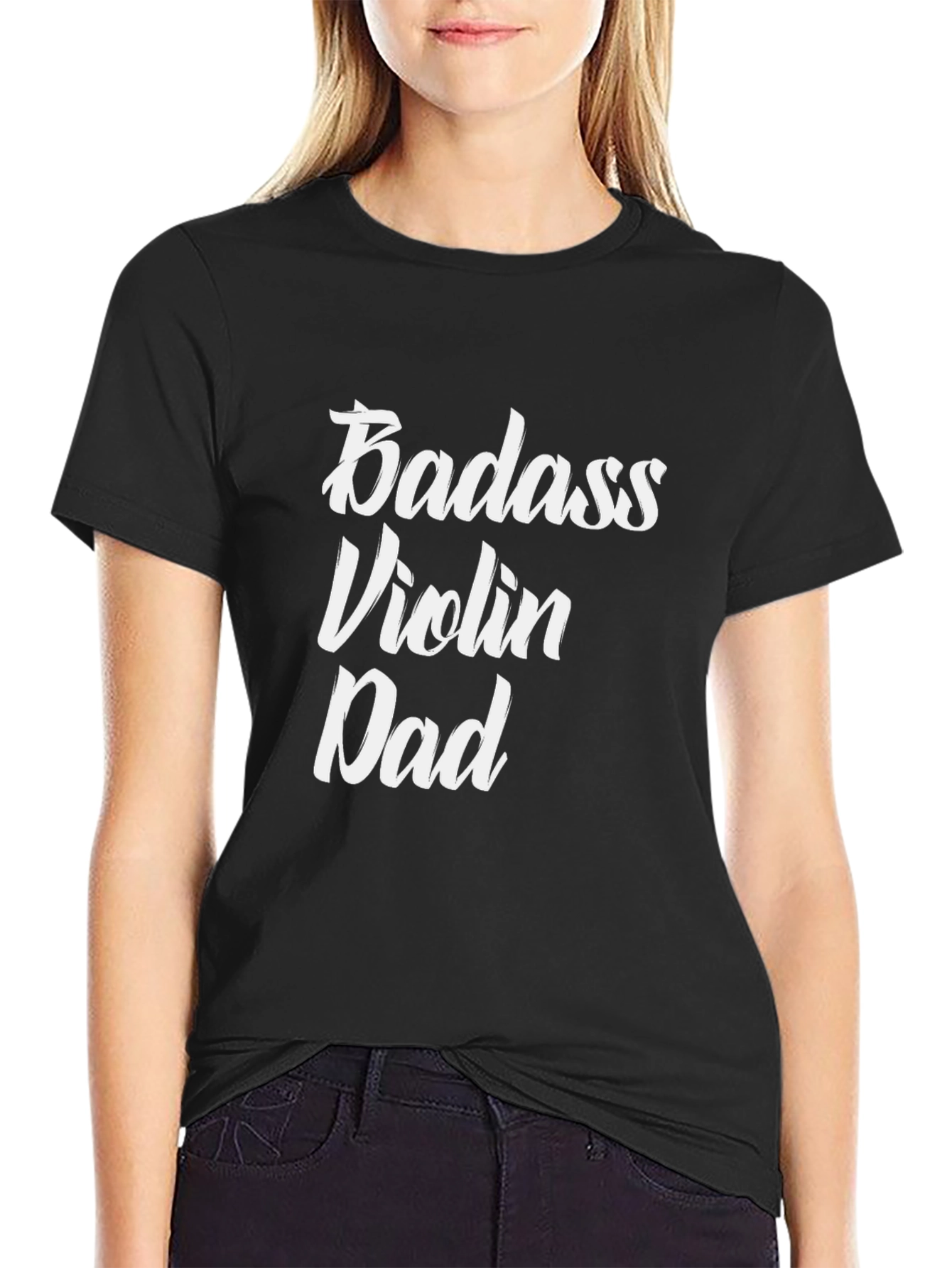 Badass Violin Dad Graphic Tee - Black T-Shirt