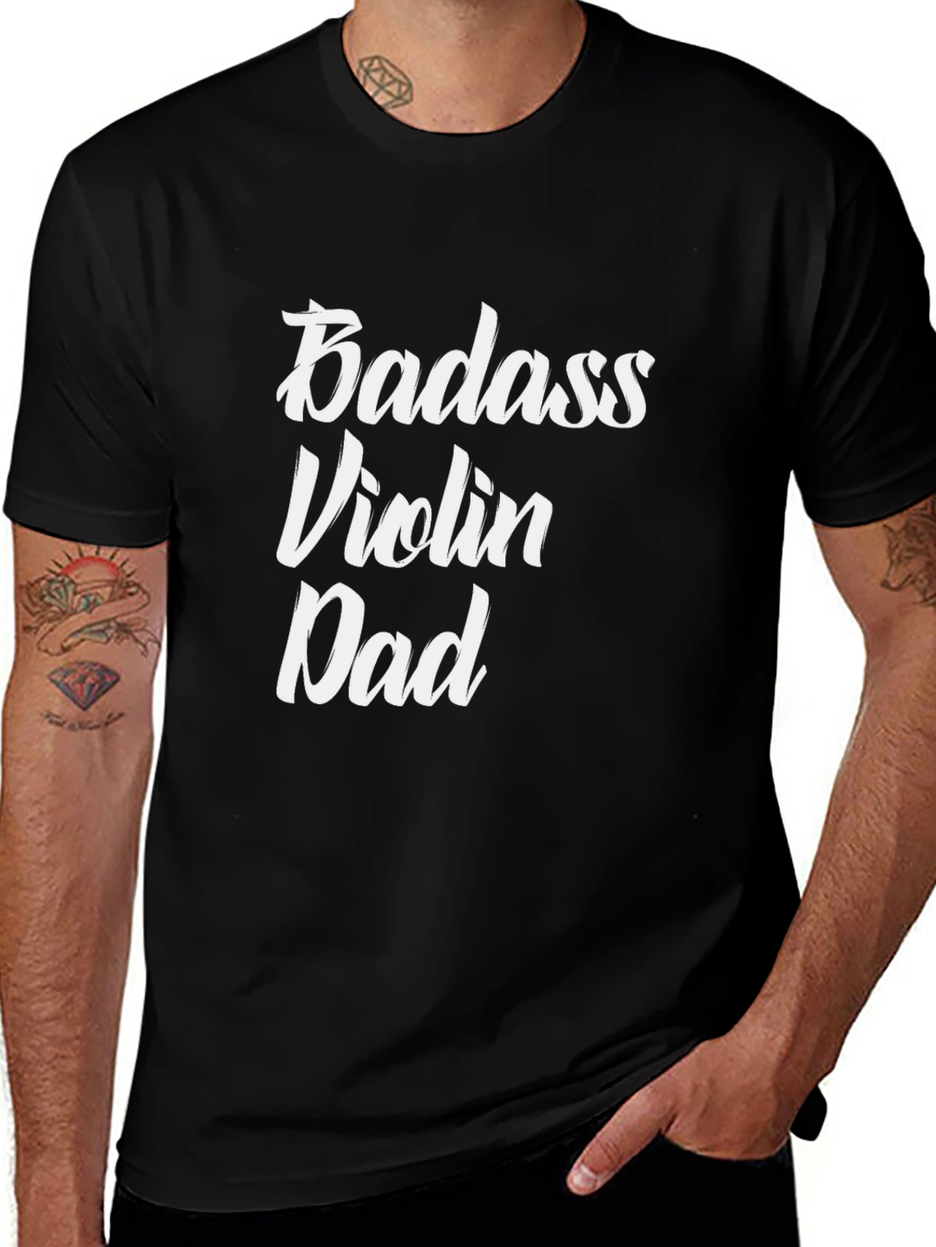 Badass Violin Dad Graphic Tee - Black T-Shirt