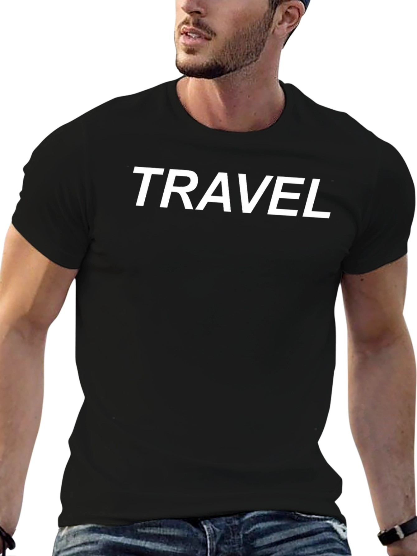 Travel Graphic Tee - Black Casual T-Shirt