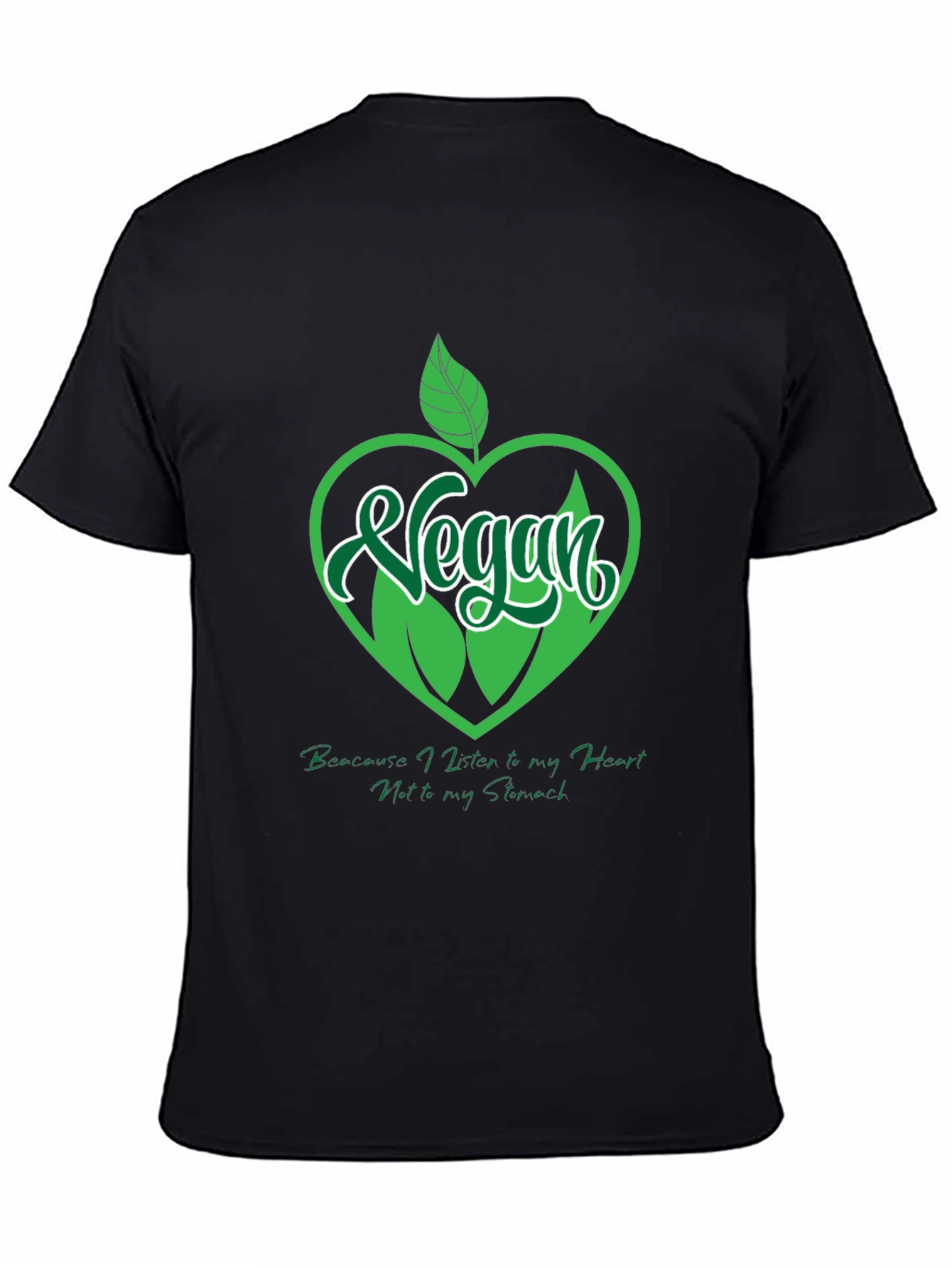 Vegan Heart Graphic T-Shirt - Black