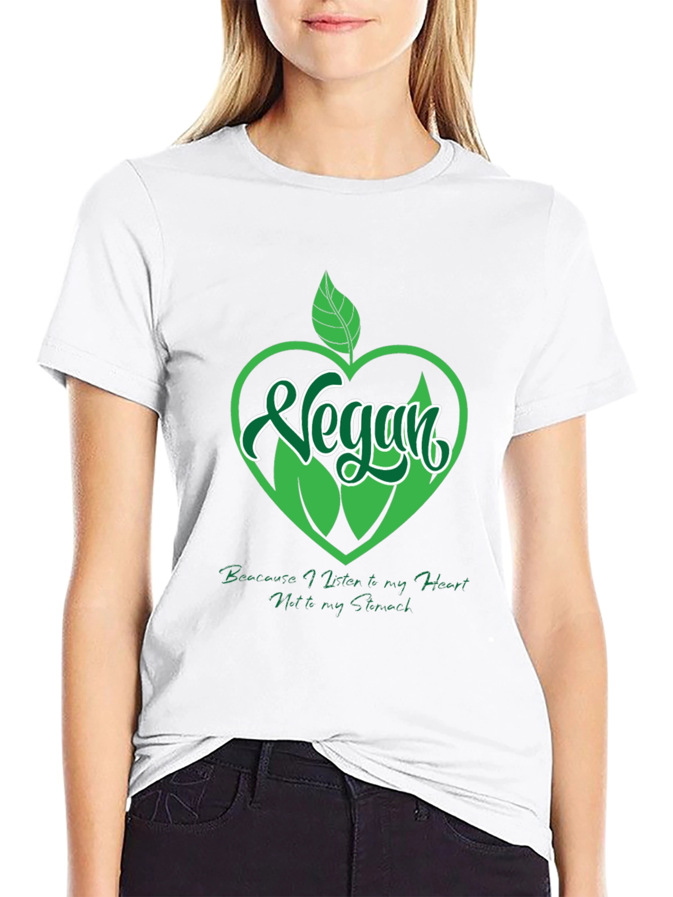 Vegan Heart Graphic T-Shirt - Black