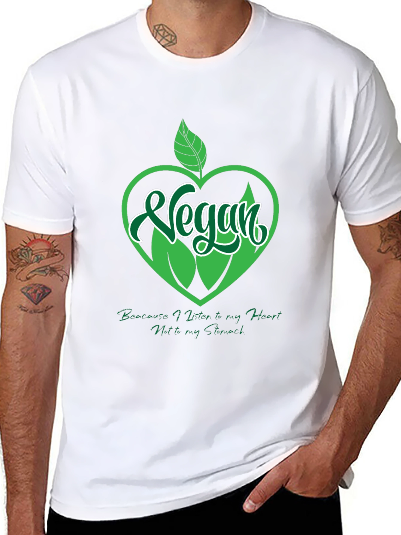 Vegan Heart Graphic T-Shirt - Black
