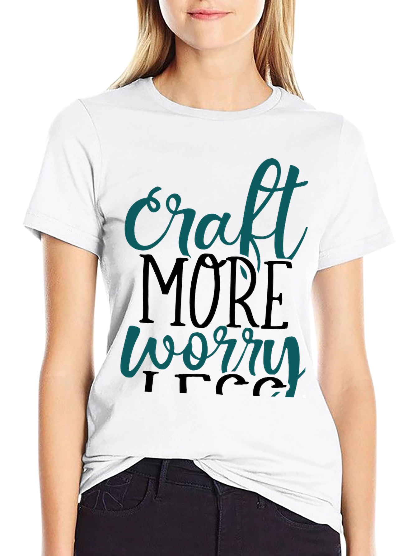 Craft More Worry Less Black Graphic Tee