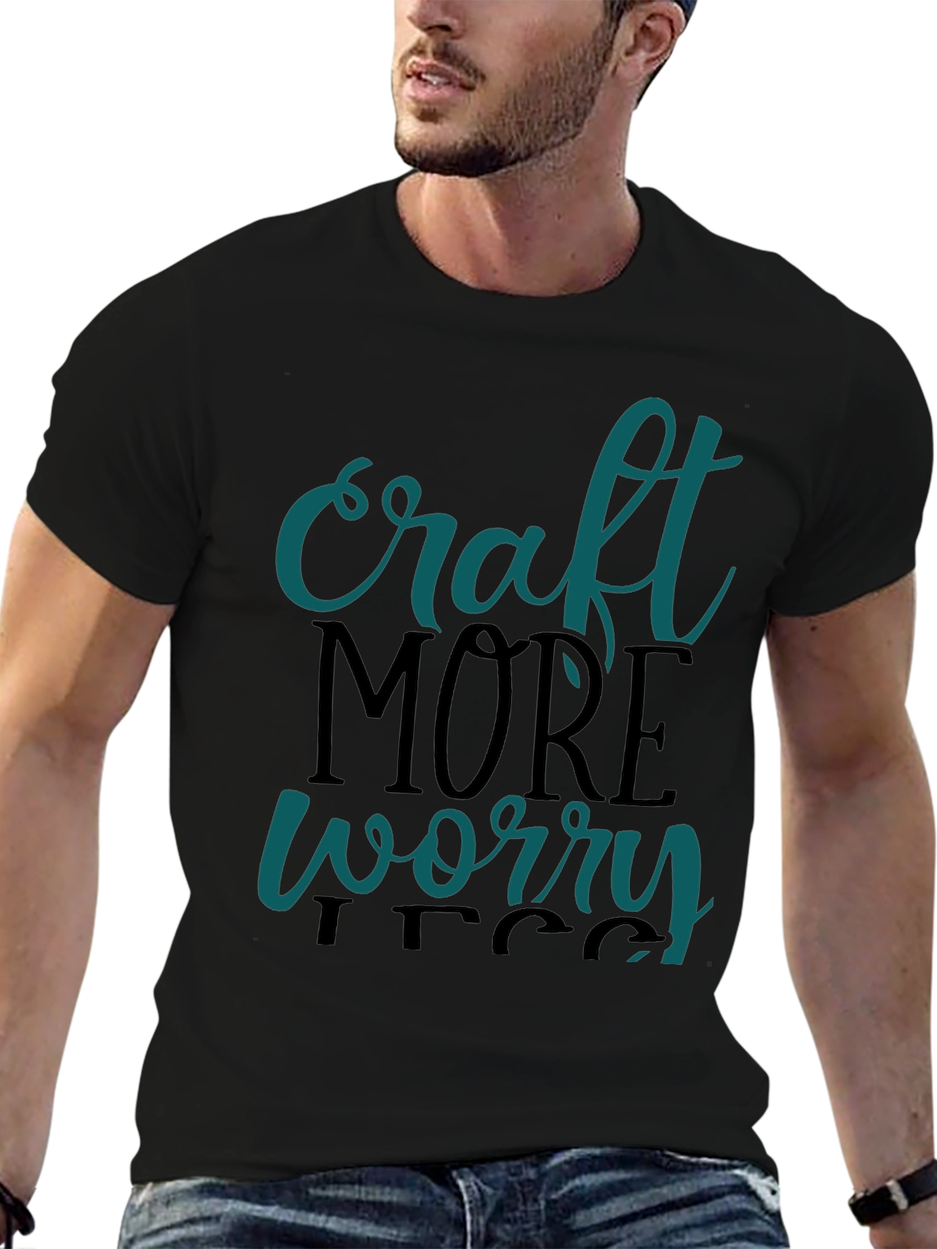 Craft More Worry Less Black Graphic Tee