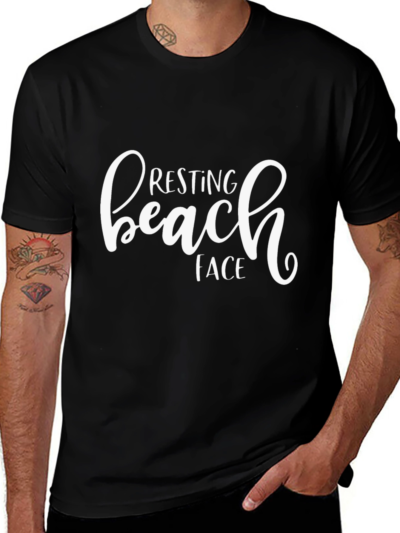 Resting Beach Face Black T-Shirt