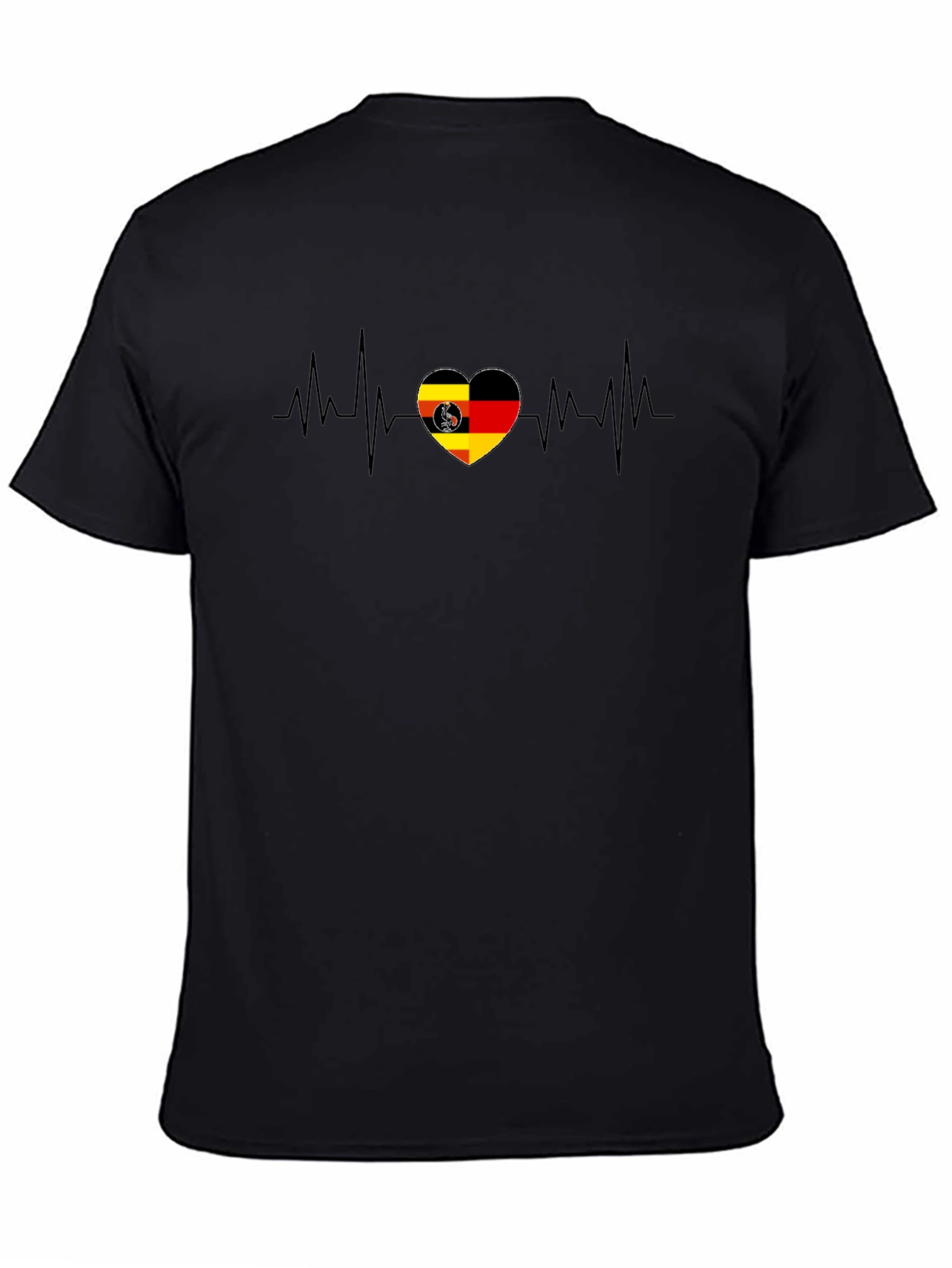 German Heartbeat T-Shirt - Black Casual Tee