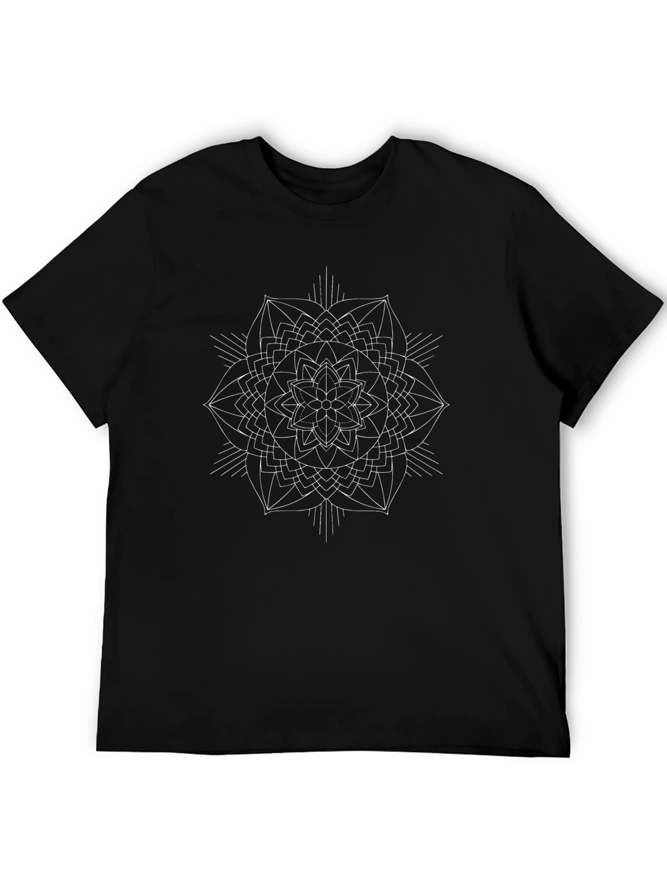 Geometric Mandala Graphic Tee - Black Cotton Comfort