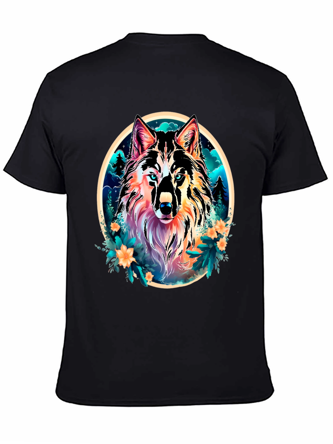 Wolf Graphic Tee - Stylish Mens Black T-Shirt