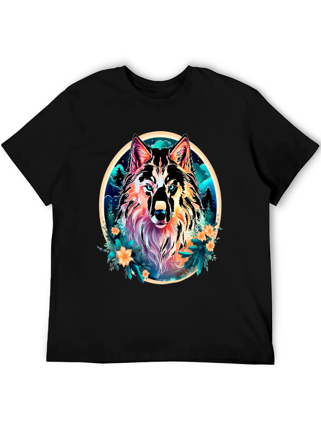 Wolf Graphic Tee - Stylish Mens Black T-Shirt