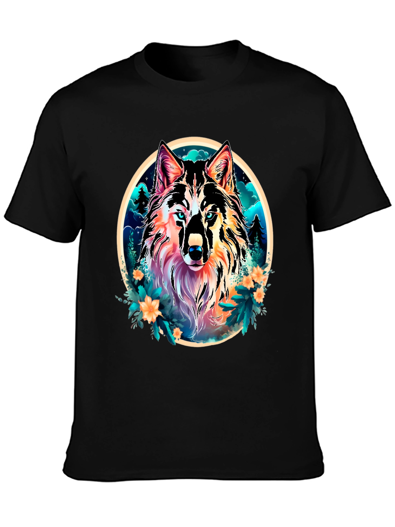 Wolf Graphic Tee - Stylish Mens Black T-Shirt