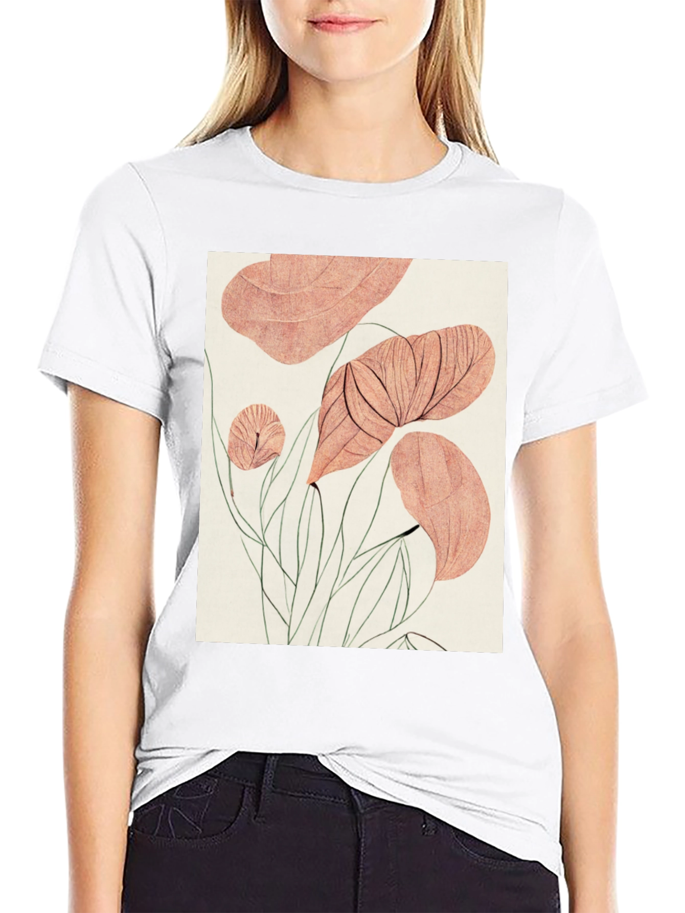 Botanical Print Black T-Shirt