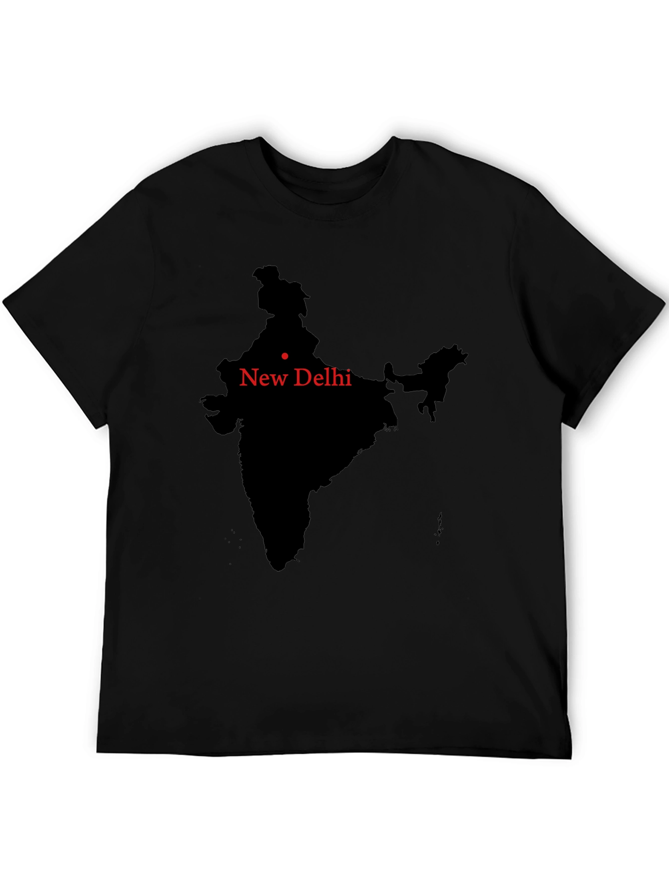 India Map New Delhi Mens Black T-Shirt