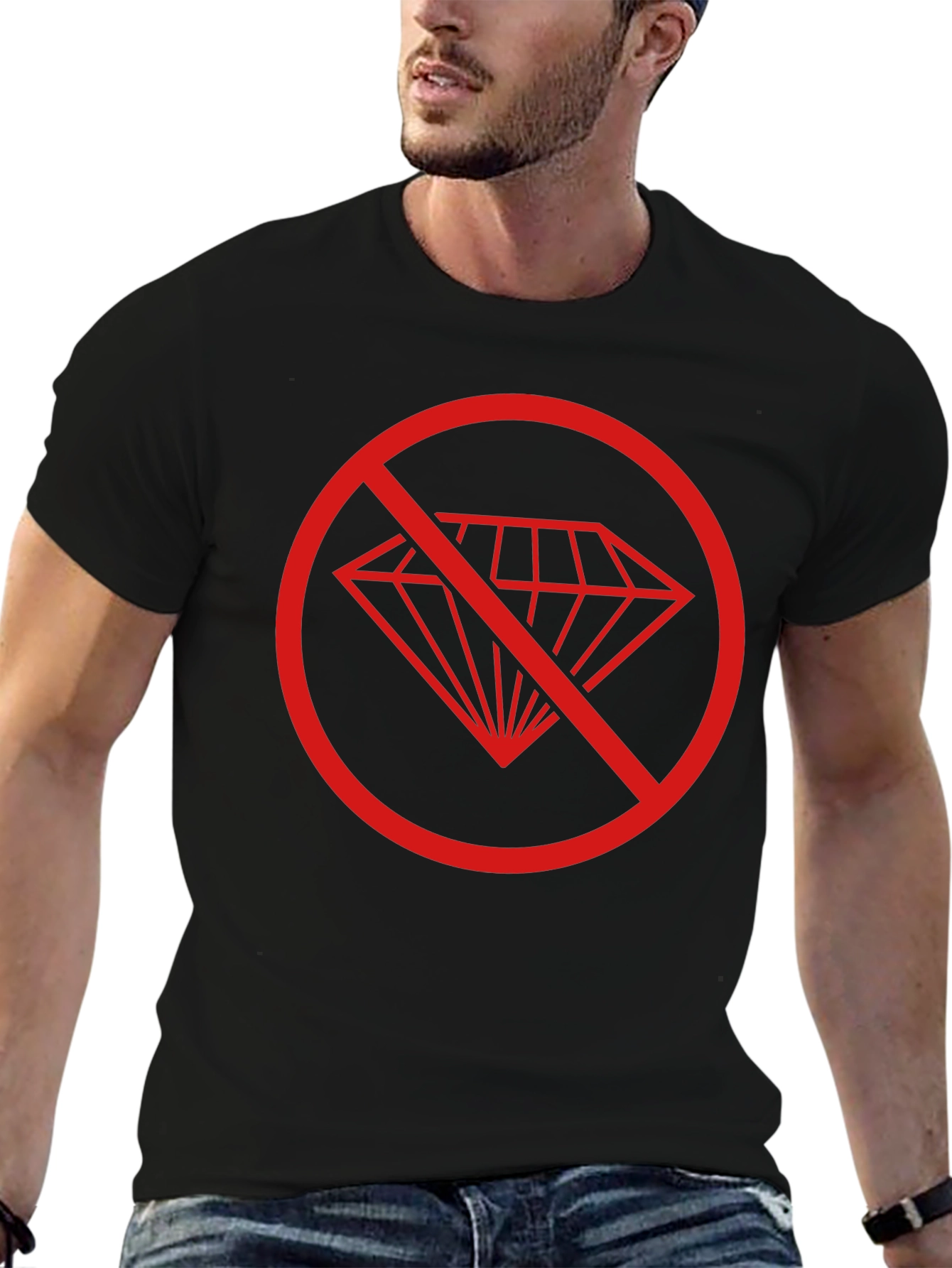 No Diamonds Black T-Shirt - Stylish Graphic Tee