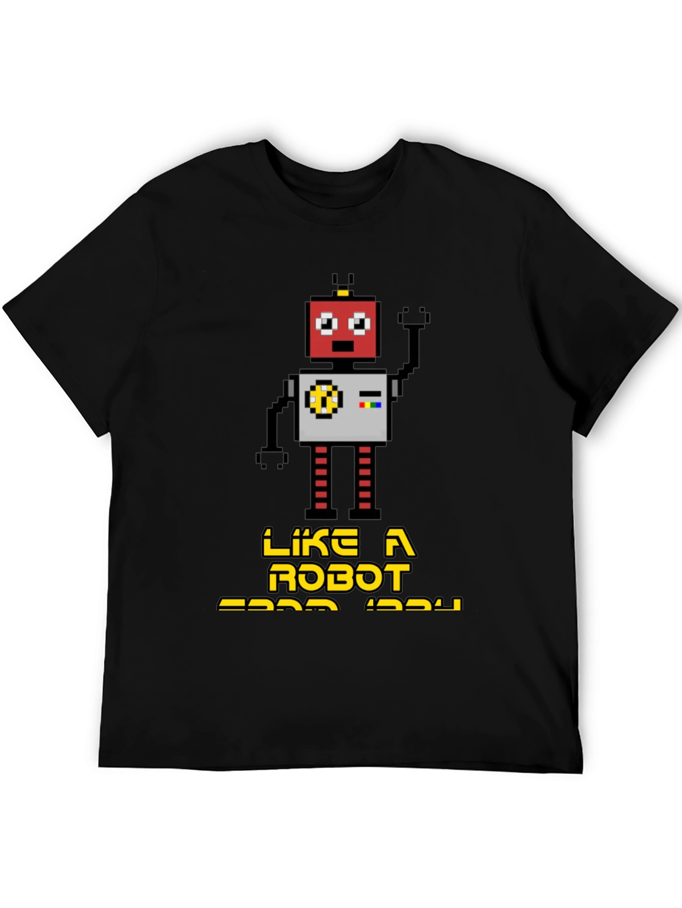 Retro Robot Graphic T-Shirt - Black