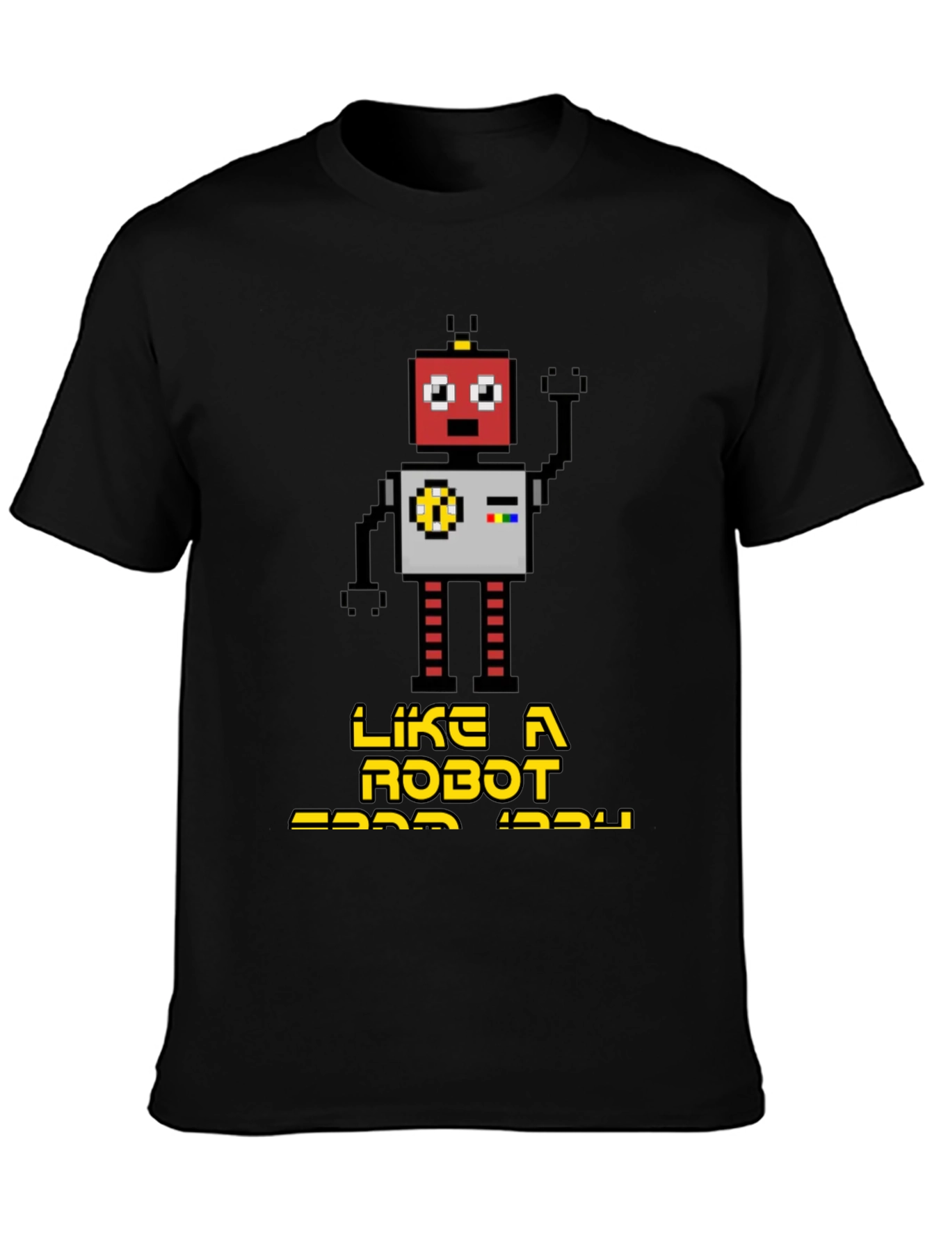 Retro Robot Graphic T-Shirt - Black