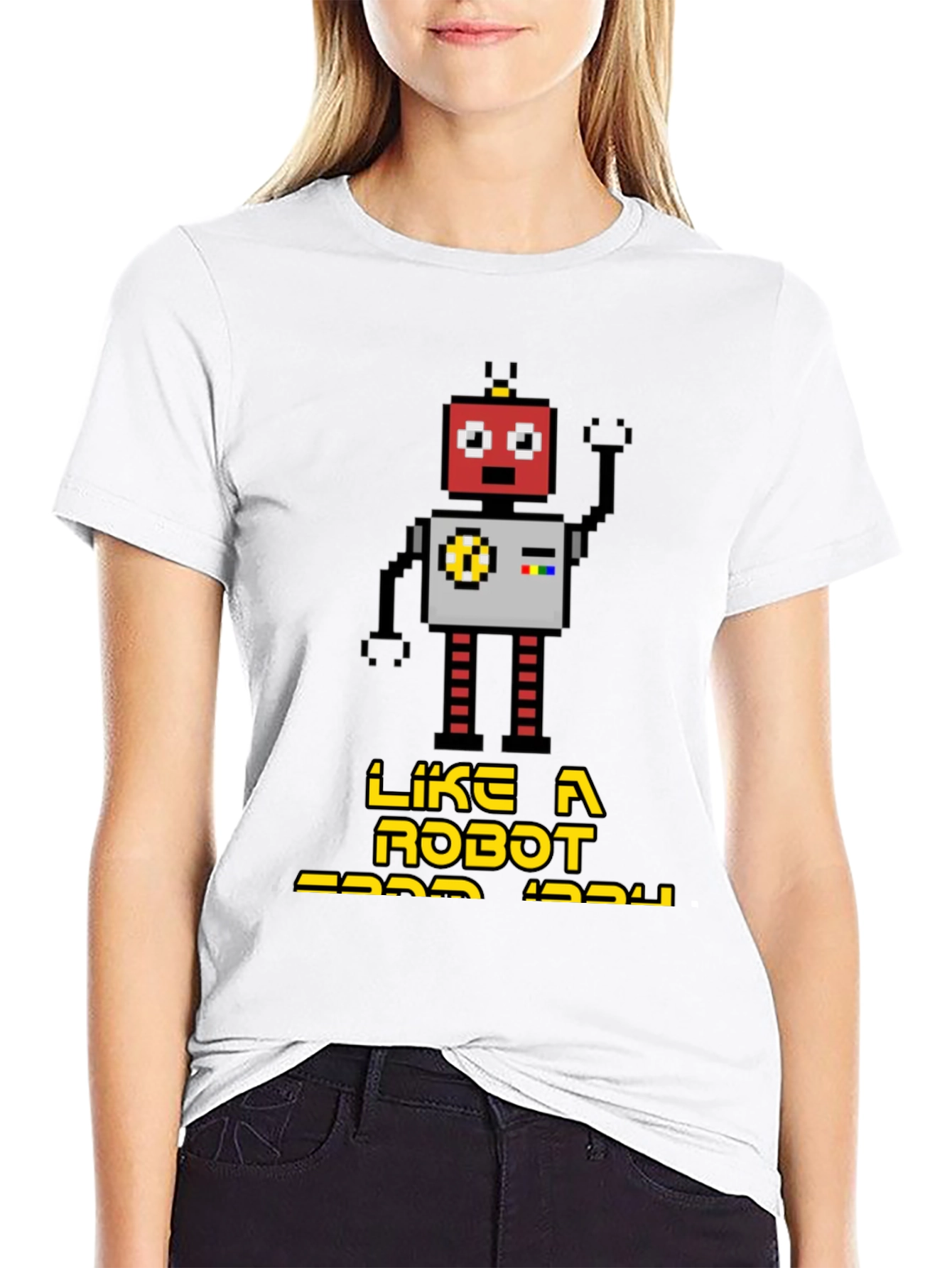 Retro Robot Graphic T-Shirt - Black