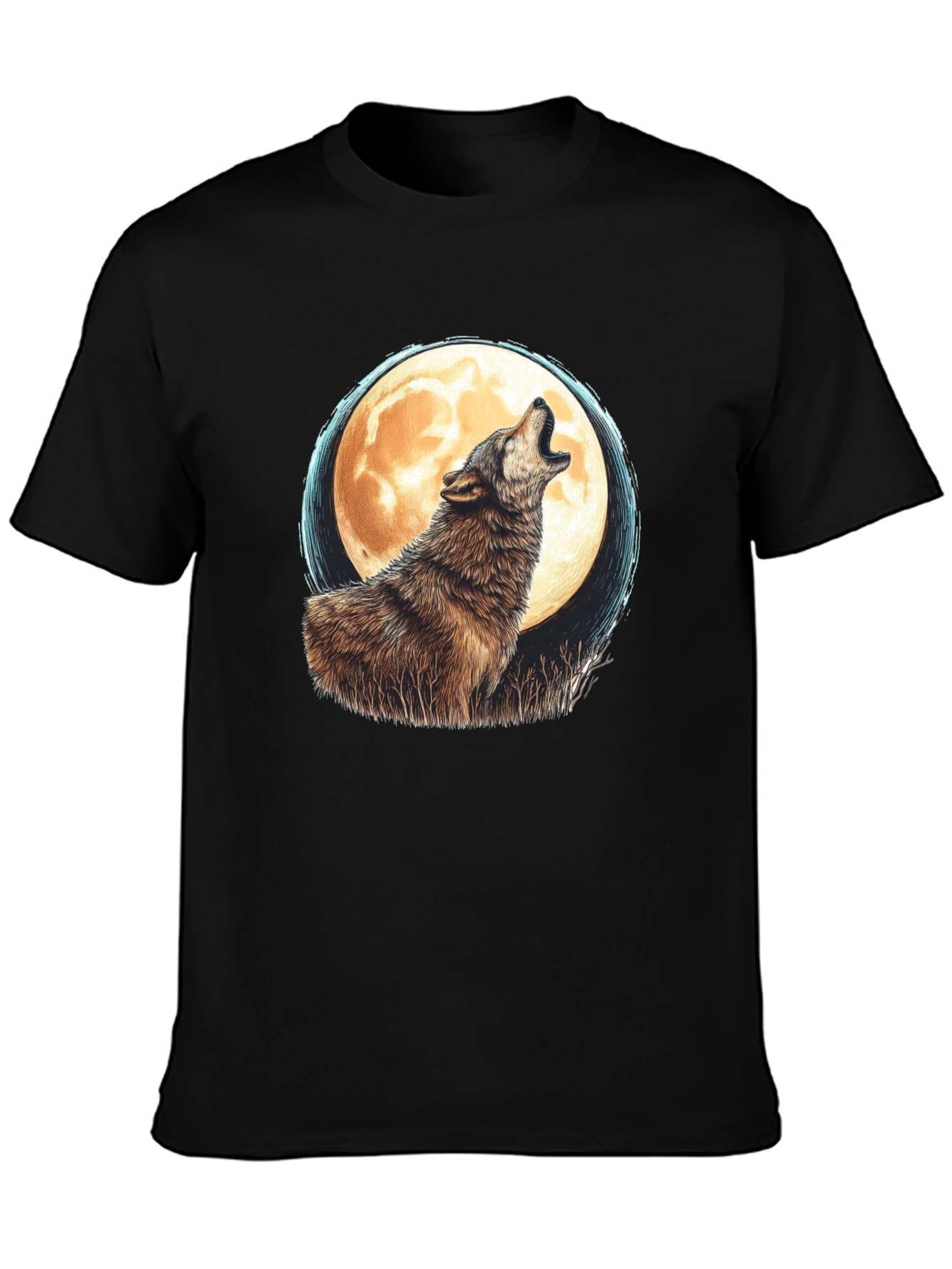 Wolf Moon Graphic Tee - Black Cotton T-Shirt
