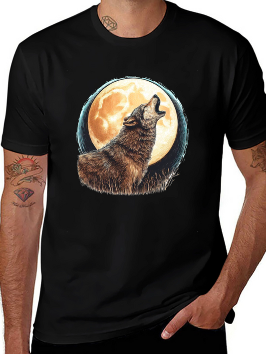 Wolf Moon Graphic Tee - Black Cotton T-Shirt