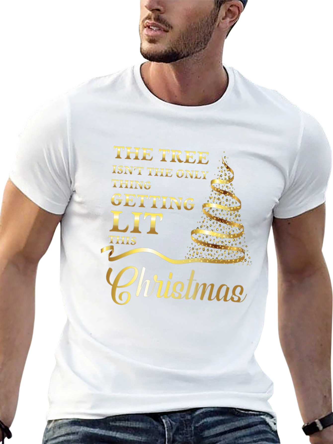 Funny Christmas T-Shirt - Getting Lit Christmas Tree Tee