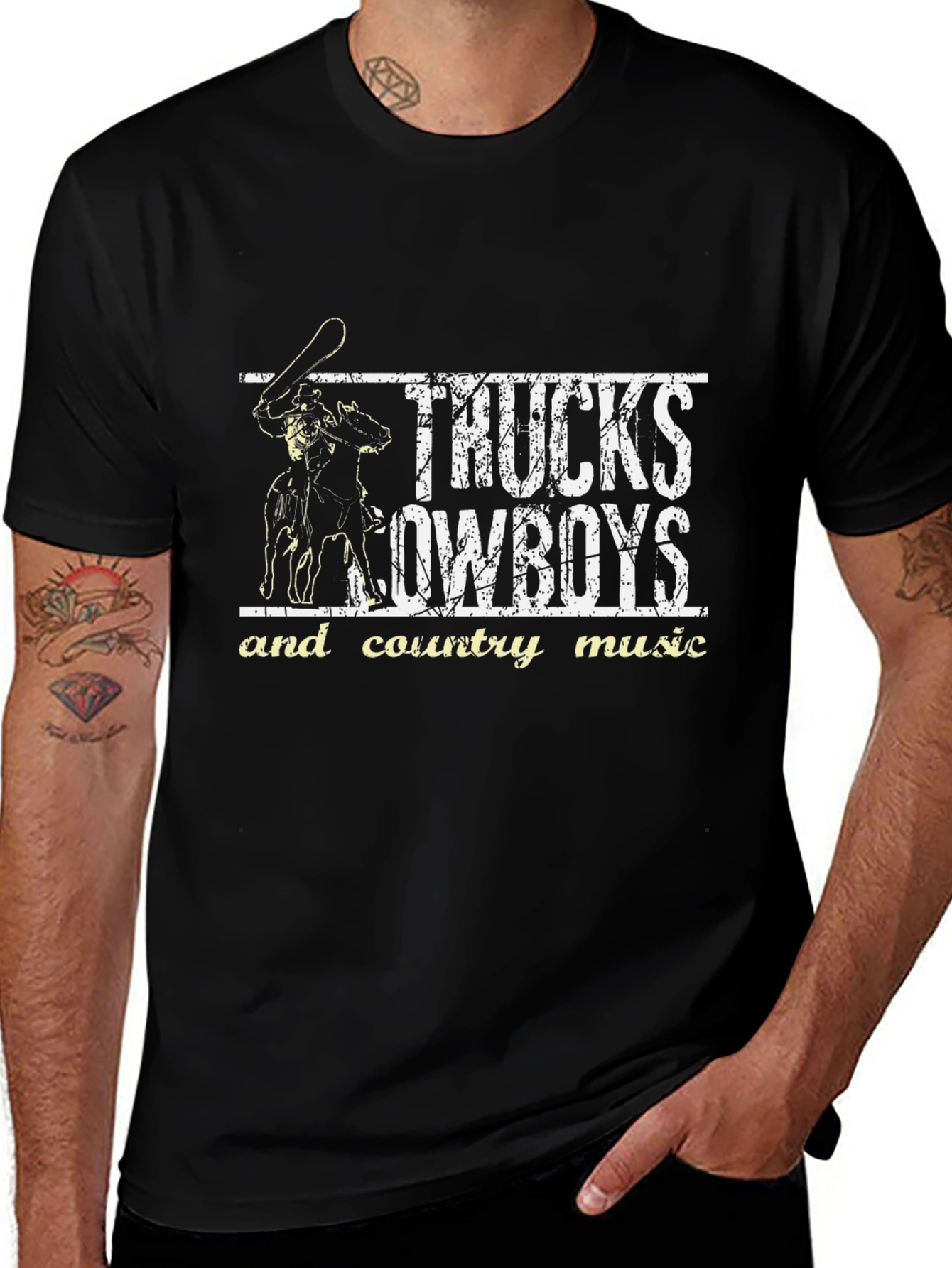 Trucks Cowboys & Country Music Graphic T-Shirt
