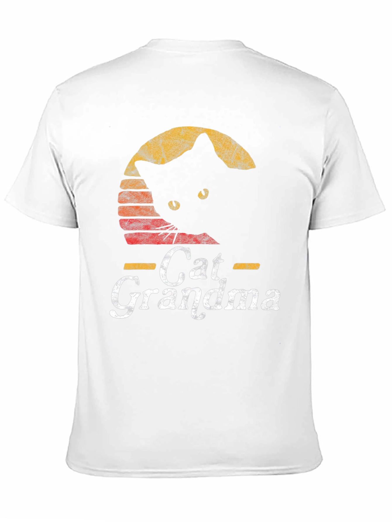 Cat Grandma Retro Style Black T-Shirt