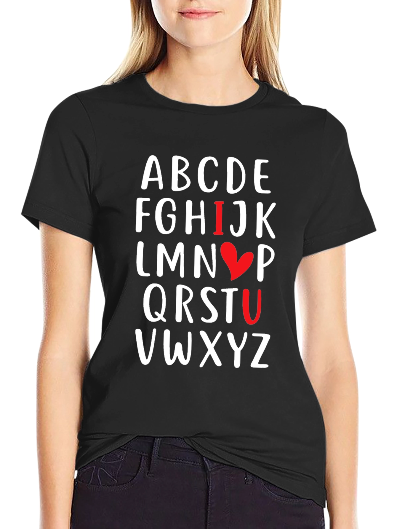 Alphabet I Love You Black T-Shirt