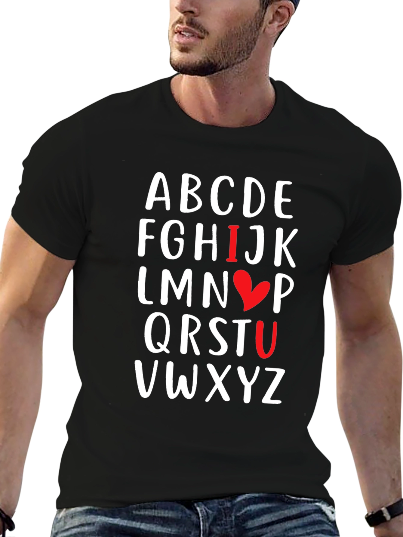 Alphabet I Love You Black T-Shirt